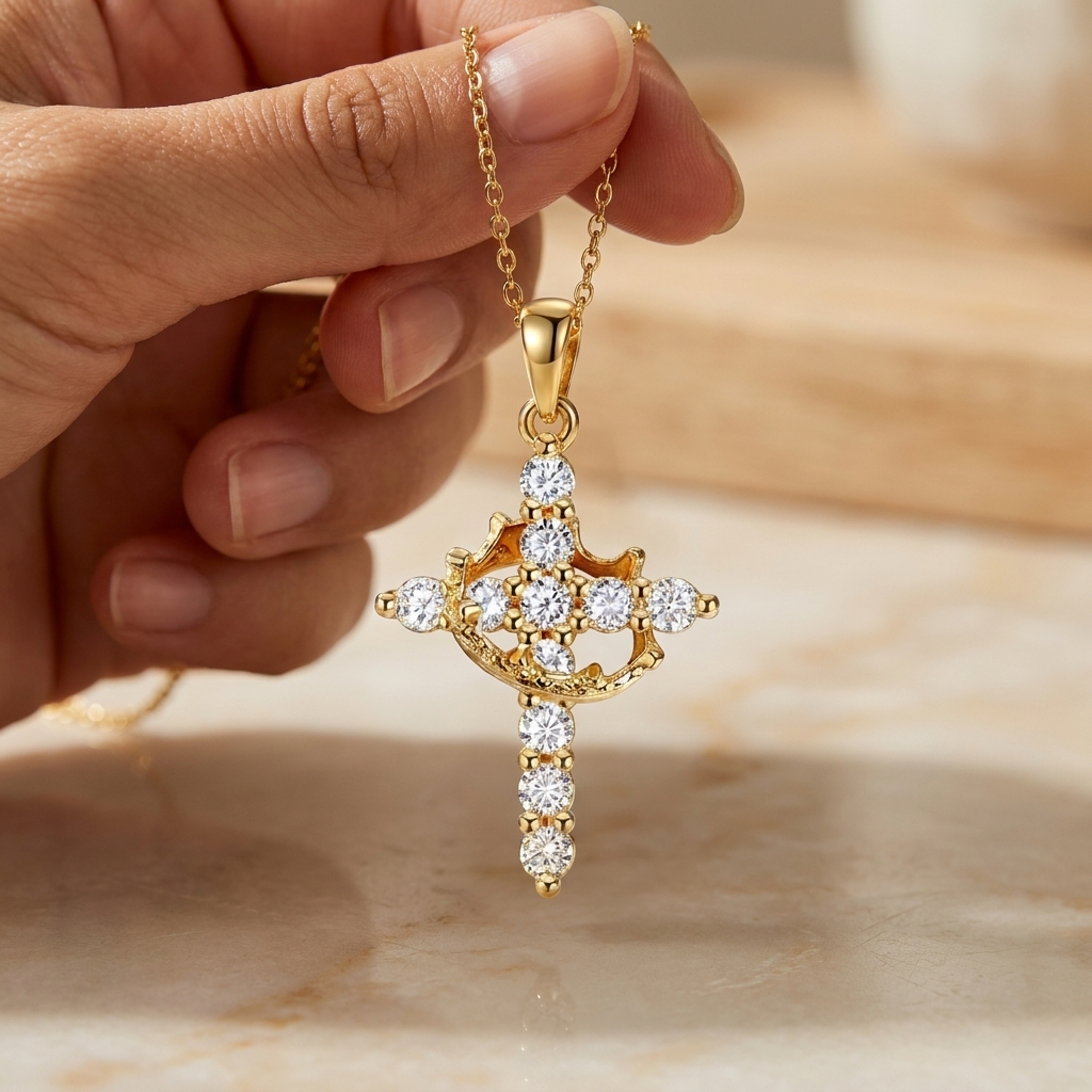 Collar de Cruz con Corona (Promoción 2x1) - Símbolo de Fe y Protección