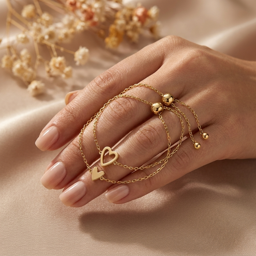 Pulsera de corazones bañada en oro (Promoción 2x1) - Un símbolo de amor y amistad
