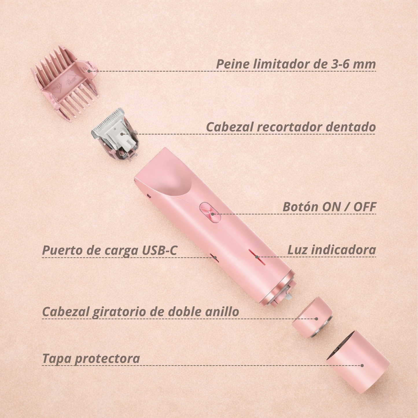 Depiladora eléctrica femenina - Piel suave sin cortes ni dolor