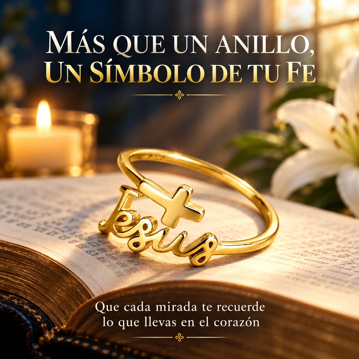 ✝️ Anillo de Fe JESÚS™ 2x1 – Lleva tu Fe y Protección Espiritual Siempre Contigo ❤️
