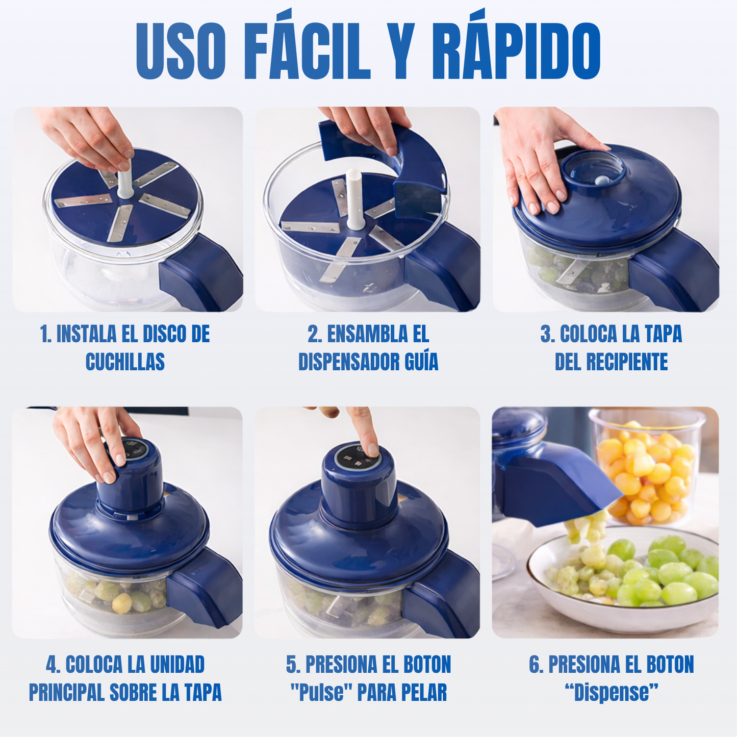 Pelador eléctrico para frutas, verduras, ajo y más - Tu cocina mucho más simple