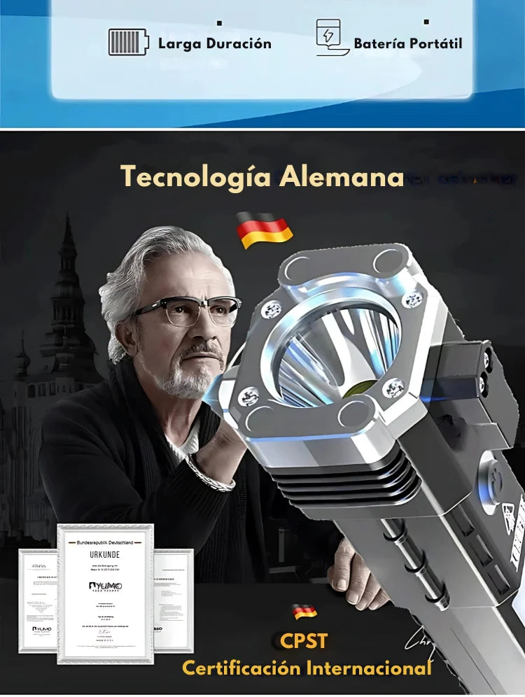 🔦 Linterna Táctica 5 en 1 – Potencia, Seguridad y Tecnología en tu Mano 💪