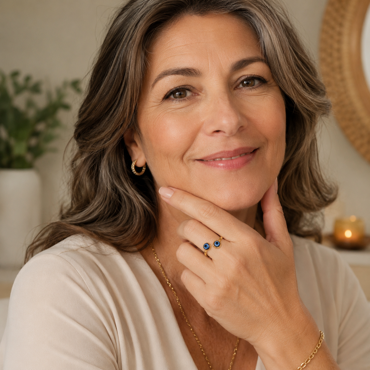 Anillo ajustable Ojo turco Bañado en oro (Promoción 2x1) - Protección contra el mal de ojos