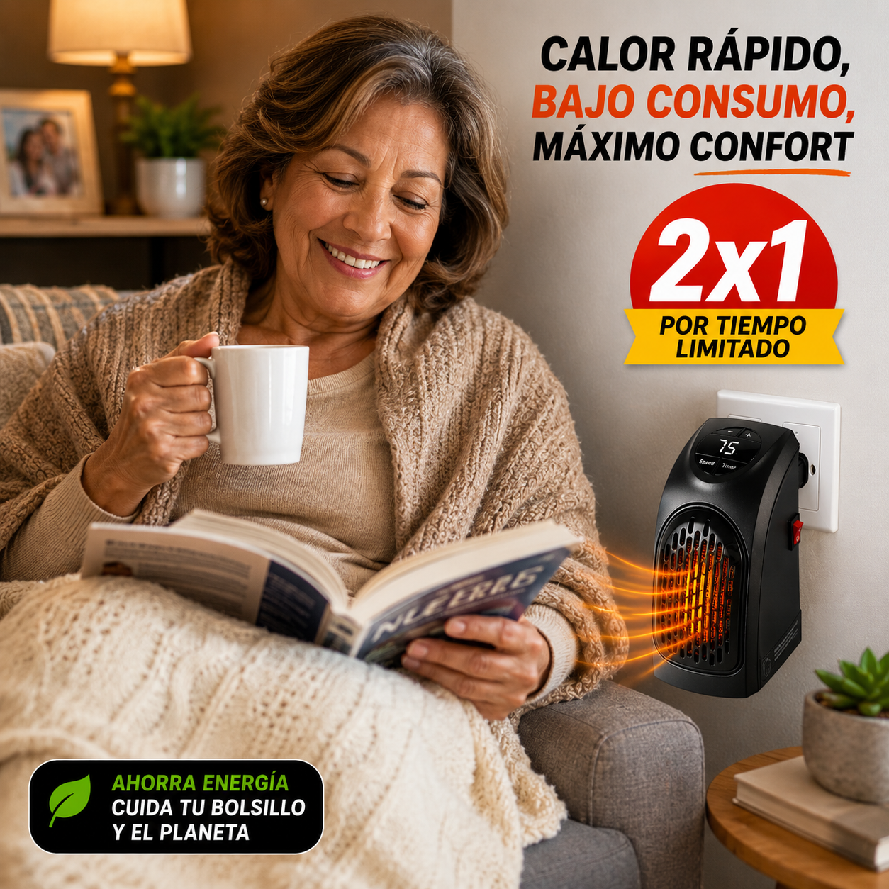 Calefactor Bajo Consumo (Promoción 2x1) - Calor instantáneo sin gastar de más