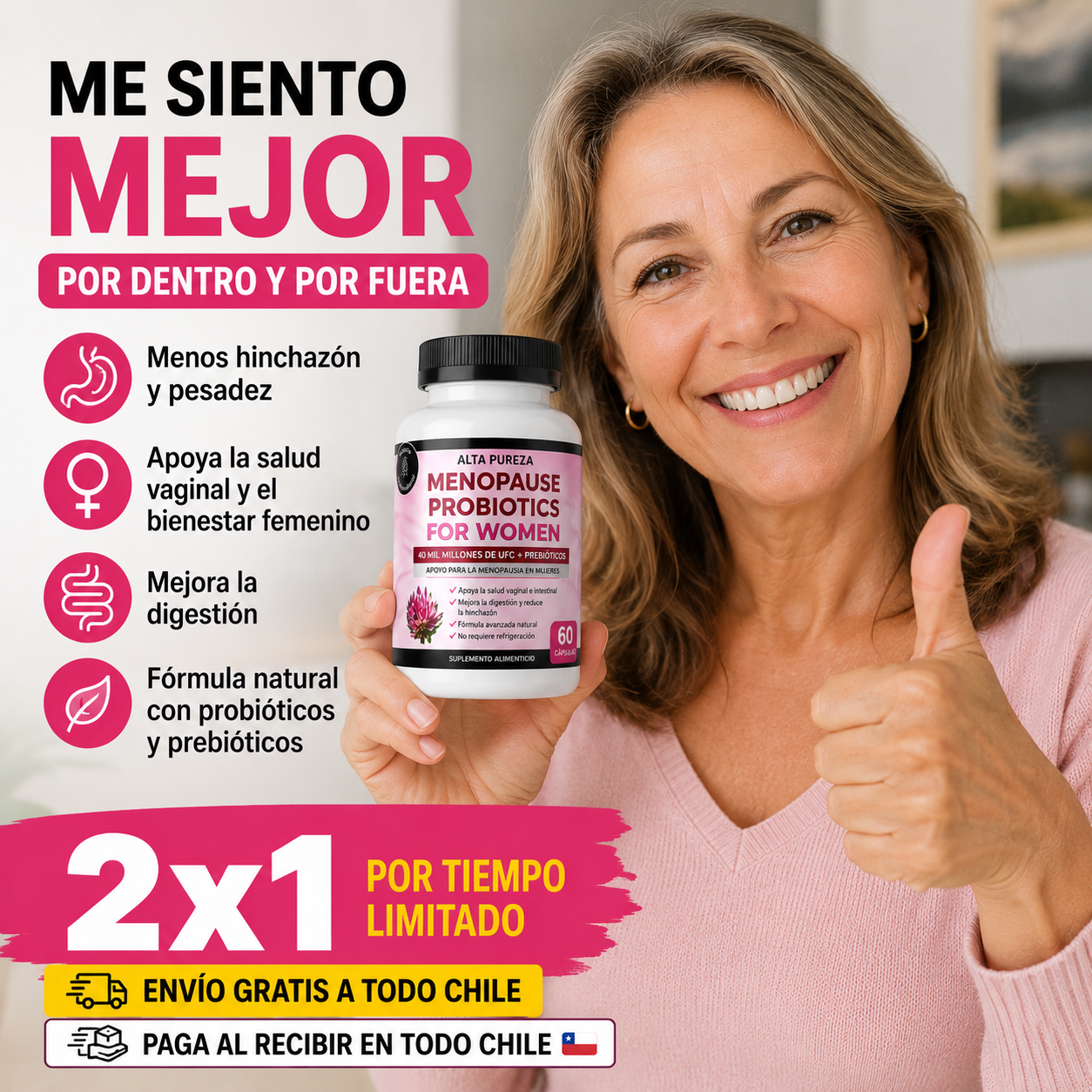 Probióticos Menopausia Para Mujeres - Bienestar para tu salud íntima e intestinal