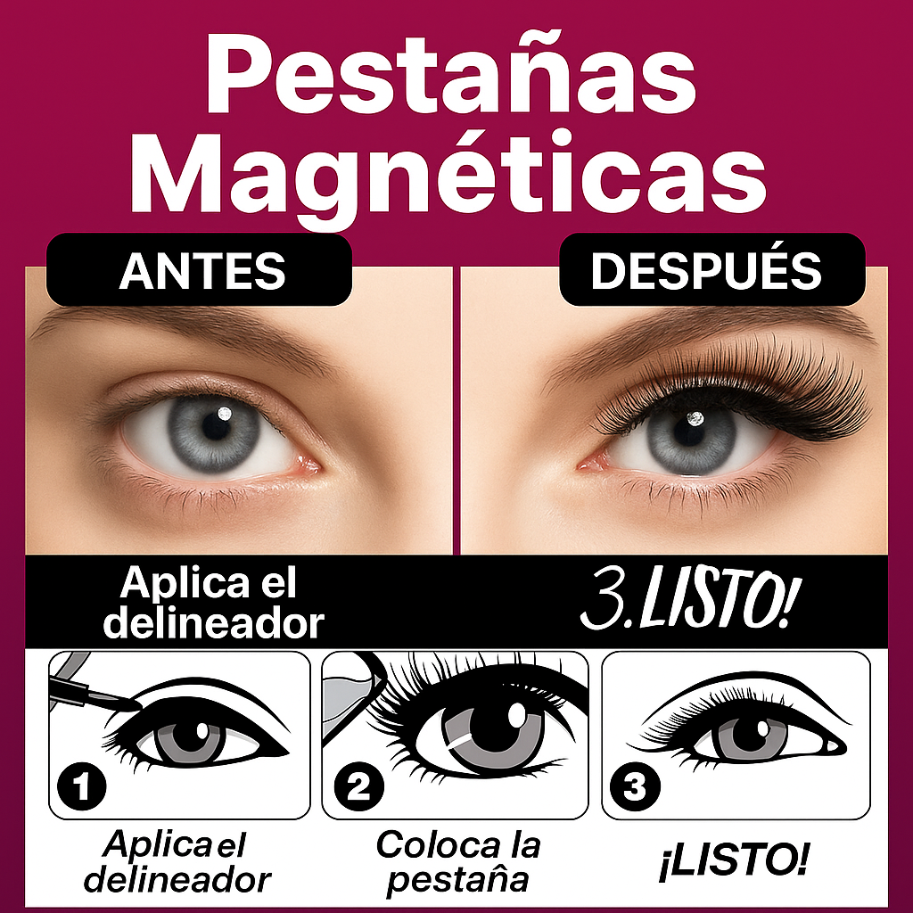 ✨ Pestañas Magnéticas con Delineador ✨ – Luce una mirada impactante sin complicaciones