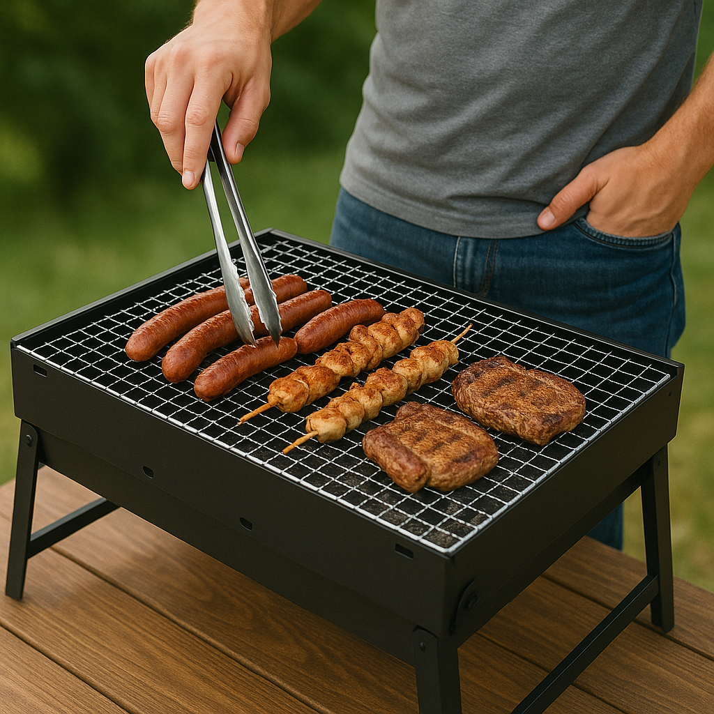 🔥 Parrilla Portátil Plegable a Carbón – Tu Asado en Cualquier Lugar