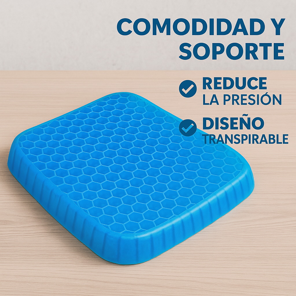 🔵 Cojín de Gel Ortopédico – Comodidad y Alivio en Cada Sentada 🛋️💆♂️