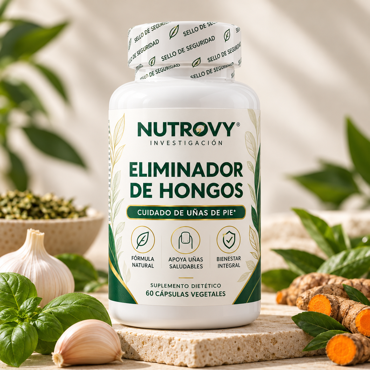 NUTROVY™ | Fórmula Natural para eliminar hongos de las uñas – 60 Cápsulas Vegetales