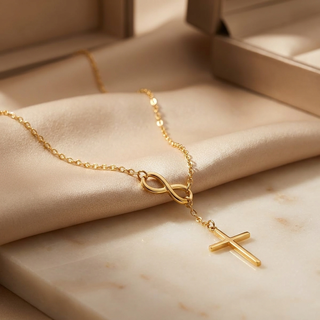 Collar Cruz Infinito Bañada en oro (Promoción 2x1) - Eternidad y Protección en tu día a día