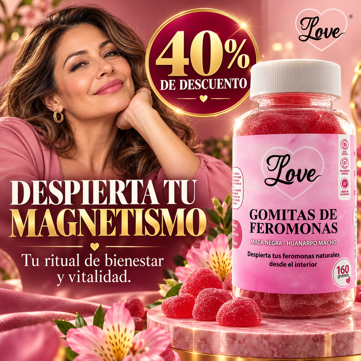 💗 LOVE® – Gomitas de Feromonas | Despierta tu Magnetismo Natural ✨ 40% OFF