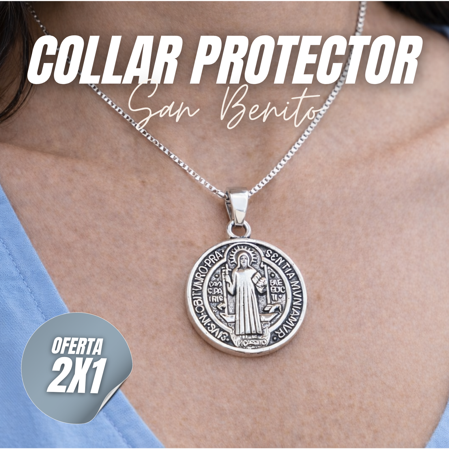 Collar de protección San Benito OFERTA 2X1 - Tu fe siempre contigo