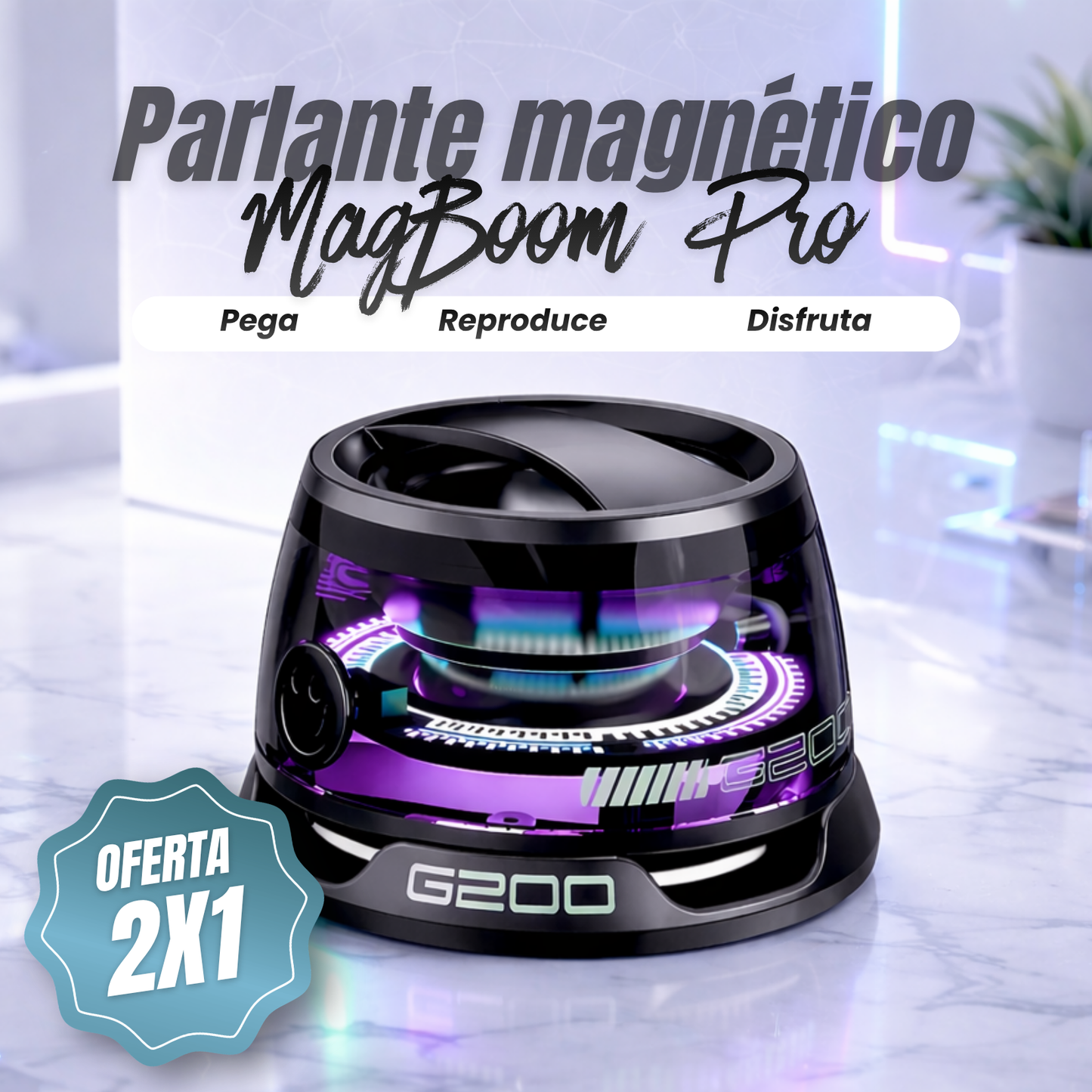 Parlante mágnetico portátil - Música donde estés, se pega donde quieras - PROMO 2x1