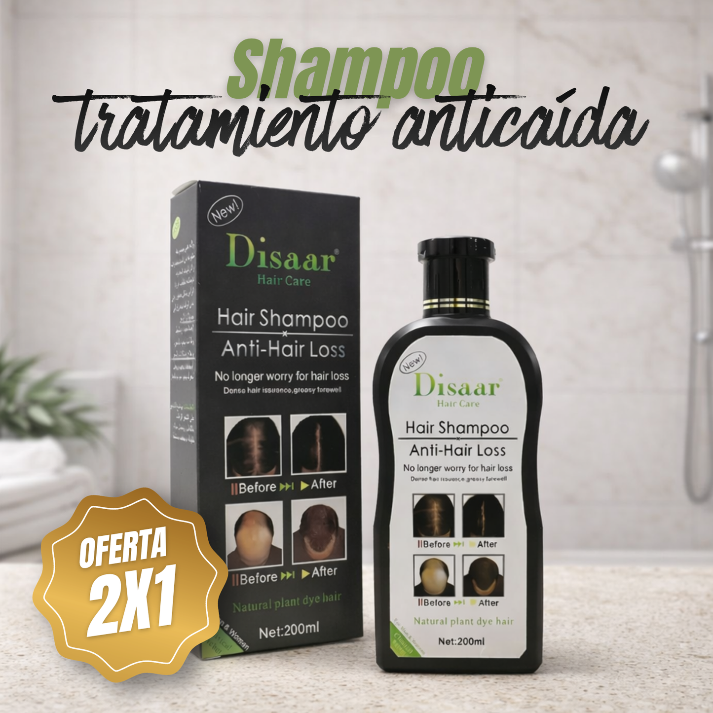 Shampoo Anticaida 2x1 - Detén la caída del cabello desde el primer lavado