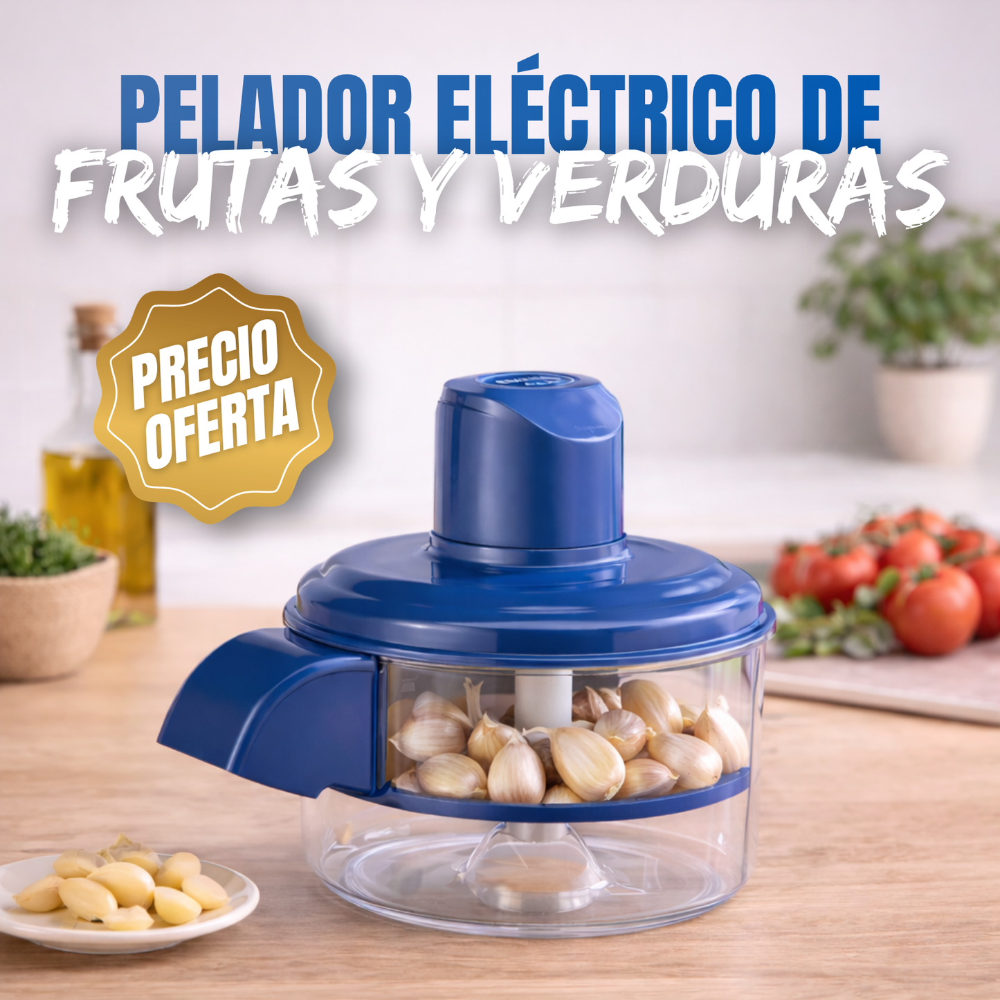 Pelador eléctrico para frutas, verduras, ajo y más - Tu cocina mucho más simple
