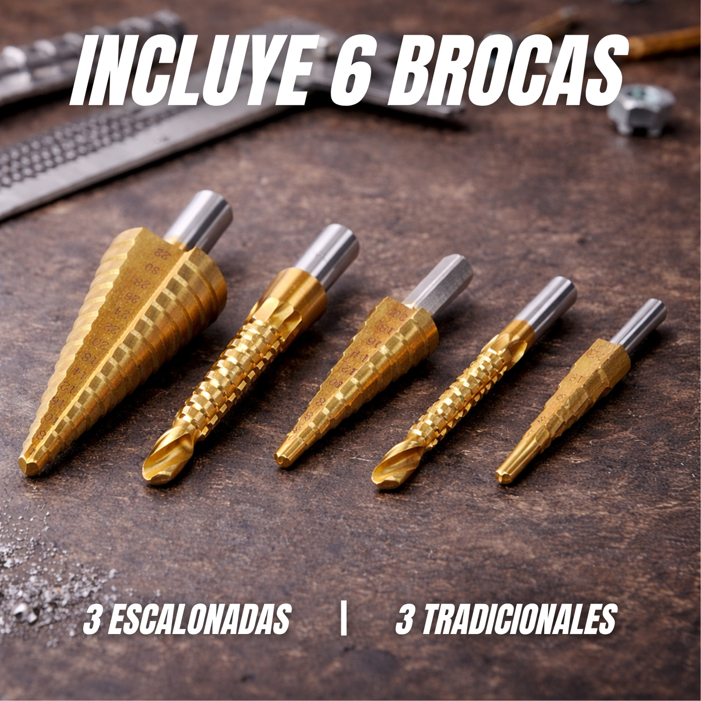 Set de brocas escalonadas – Perforación perfecta en segundos
