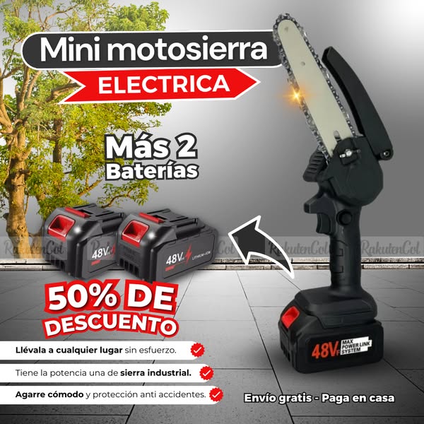 Mini Motosierra Eléctrica Portátil - Con 2 baterías de 48V