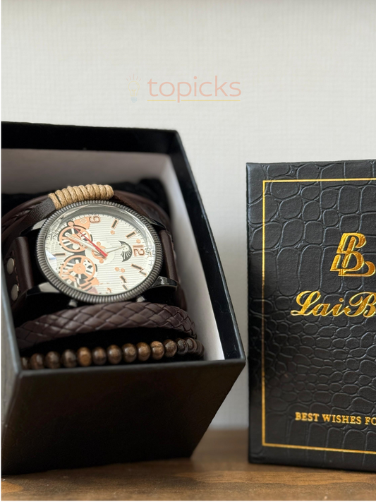 🕒 Set de Reloj Premium + Pulseras – El regalo perfecto para hombres con estilo