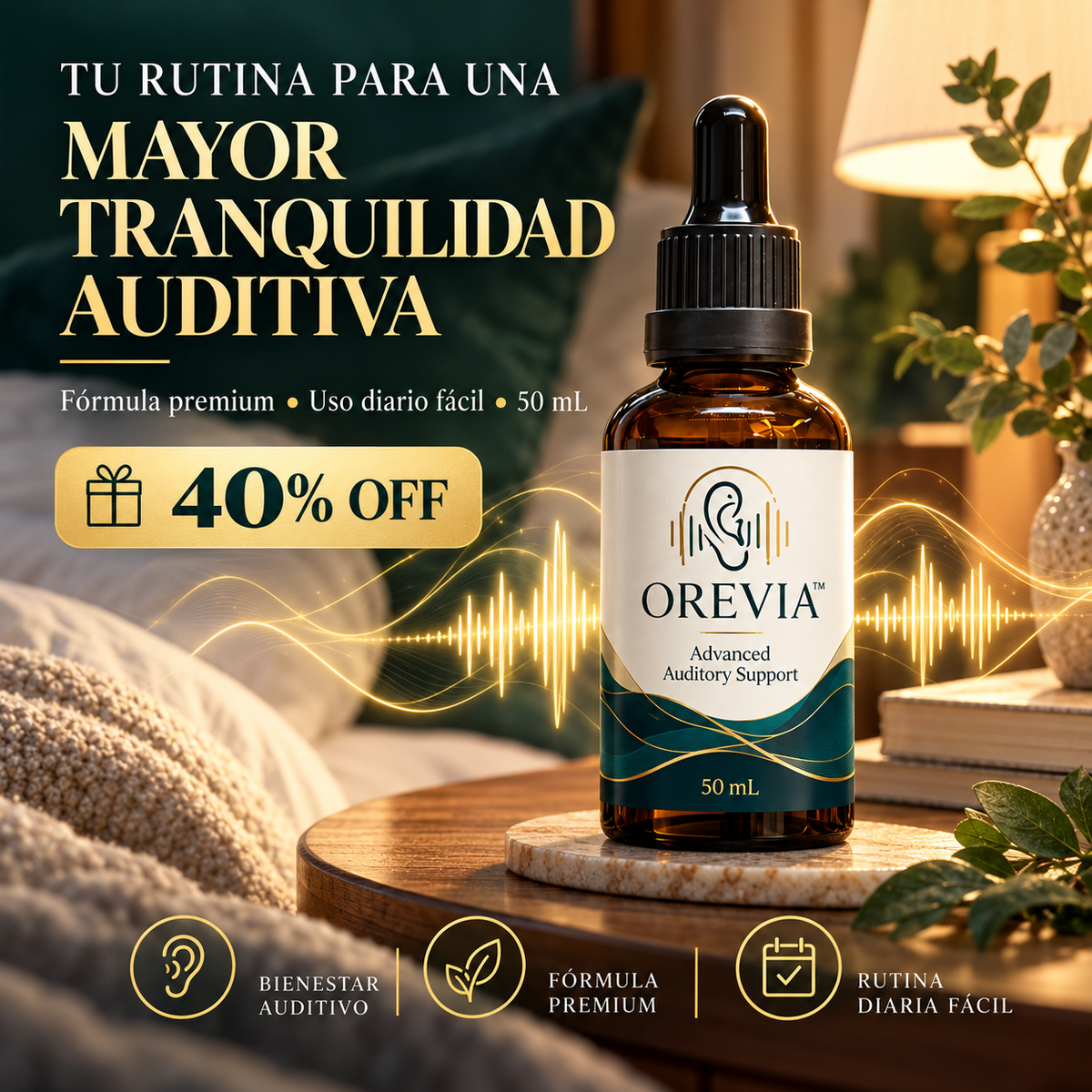 OREVIA™ – Fórmula Premium para el Bienestar Auditivo | Zumbidos y Tinnitus | 40% OFF