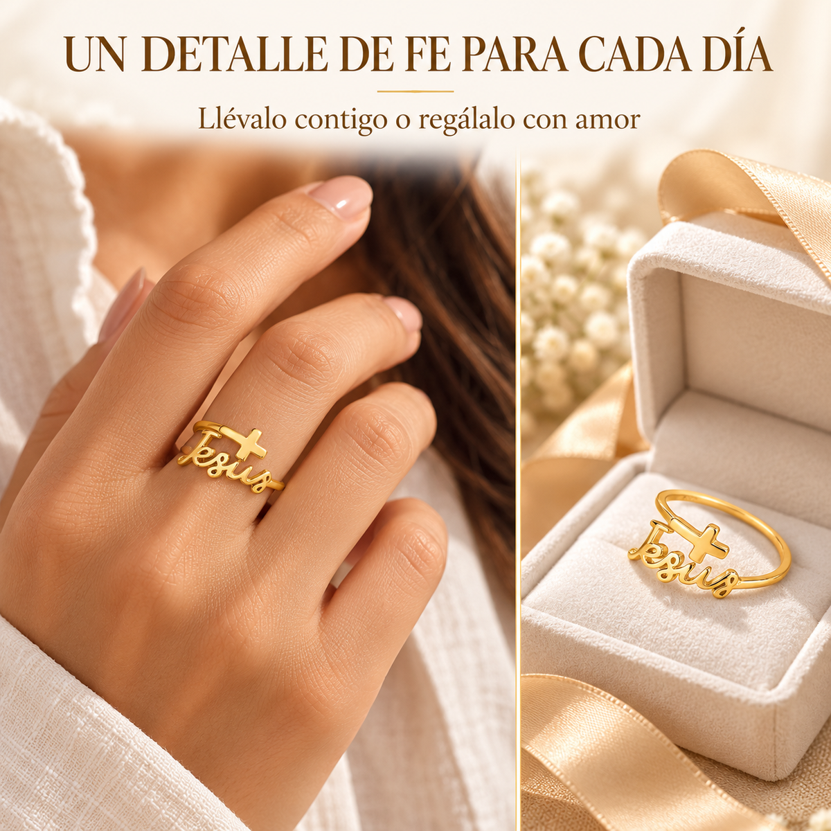 ✝️ Anillo de Fe JESÚS™ 2x1 – Lleva tu Fe y Protección Espiritual Siempre Contigo ❤️