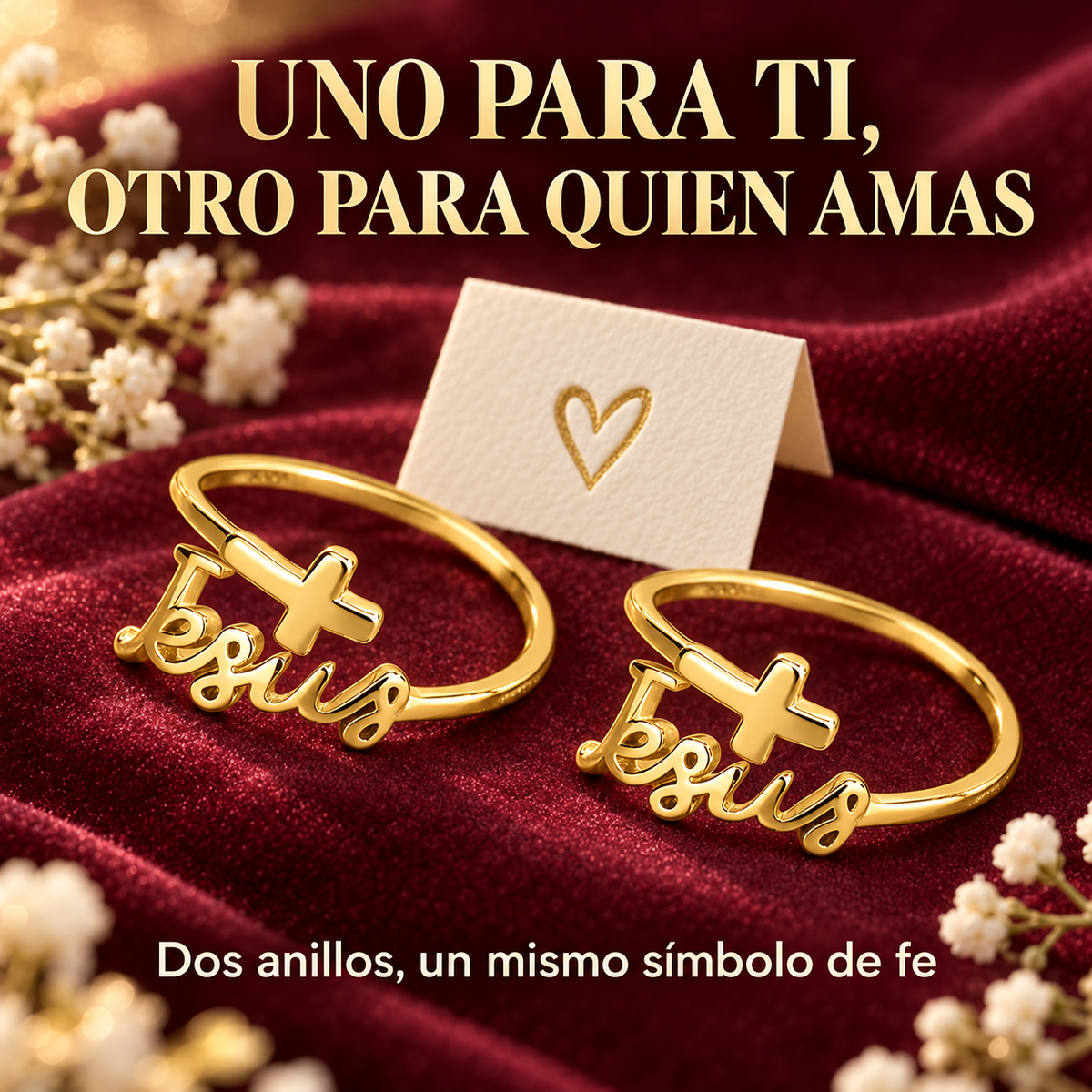 ✝️ Anillo de Fe JESÚS™ 2x1 – Lleva tu Fe y Protección Espiritual Siempre Contigo ❤️