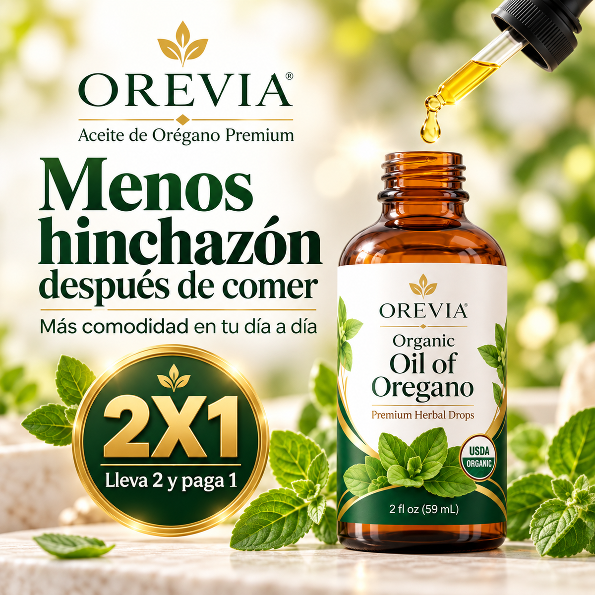 OREVIA™ Aceite de Orégano Premium 2x1 – Menos Hinchazón y Más Ligereza
