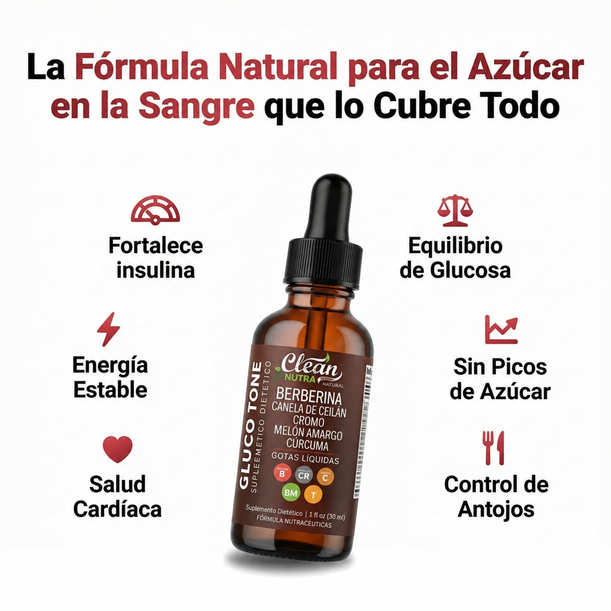 GLUCO TONE™ – Gotas de Berberina para el Equilibrio de la Glucosa | 40% OFF