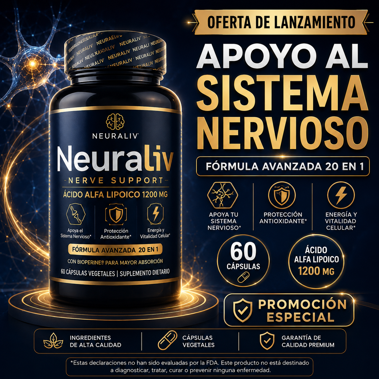 Neuraliv® – Soporte Avanzado para el Sistema Nervioso | Fórmula 20 en 1