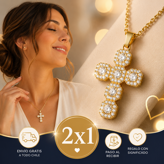 Collar Cruz Brillante Bañada en Oro (Promoción 2x1) - Lleva contigo lo que más importa