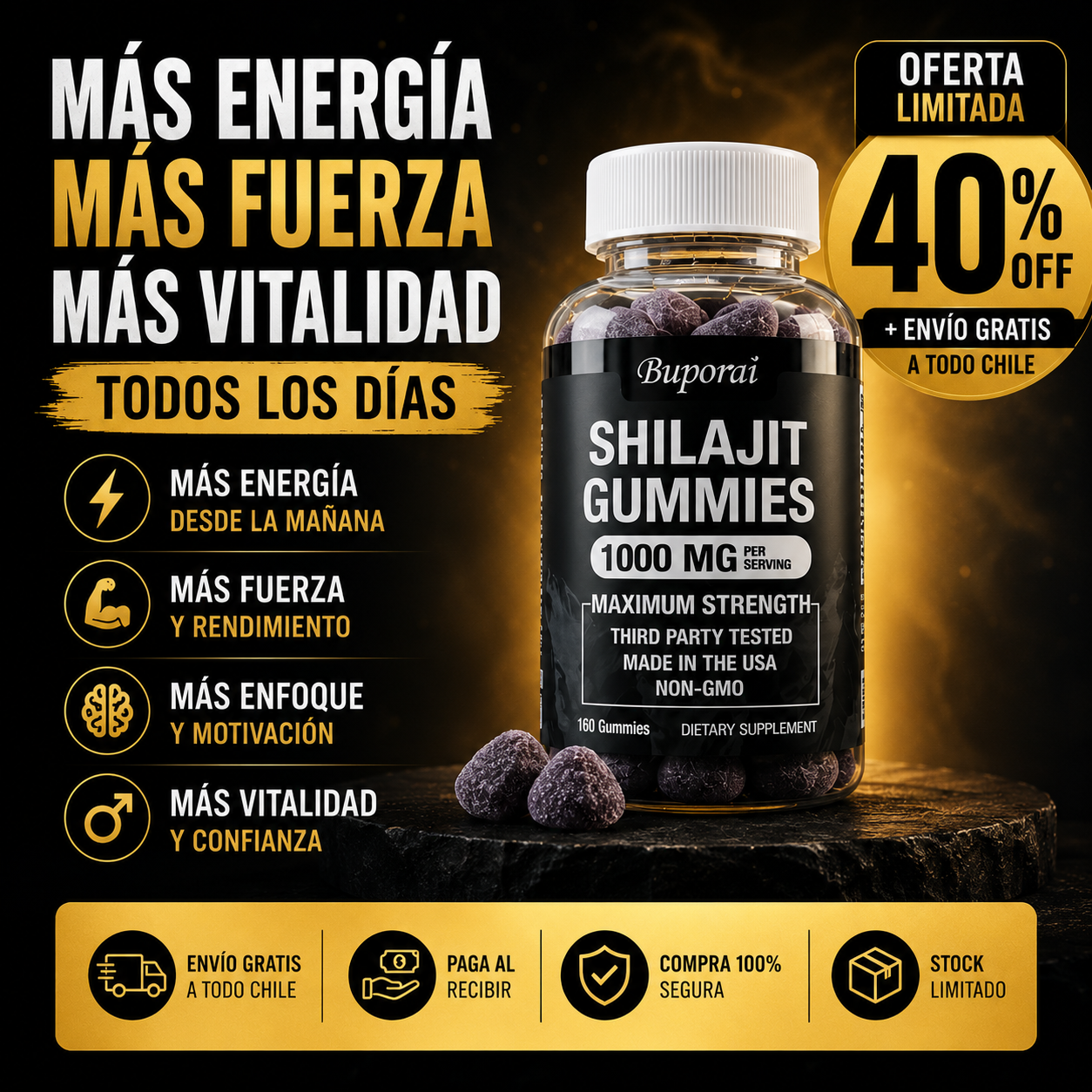 Shilajit en gomitas 1000mg - Vuelve a sentir tu mejor versión