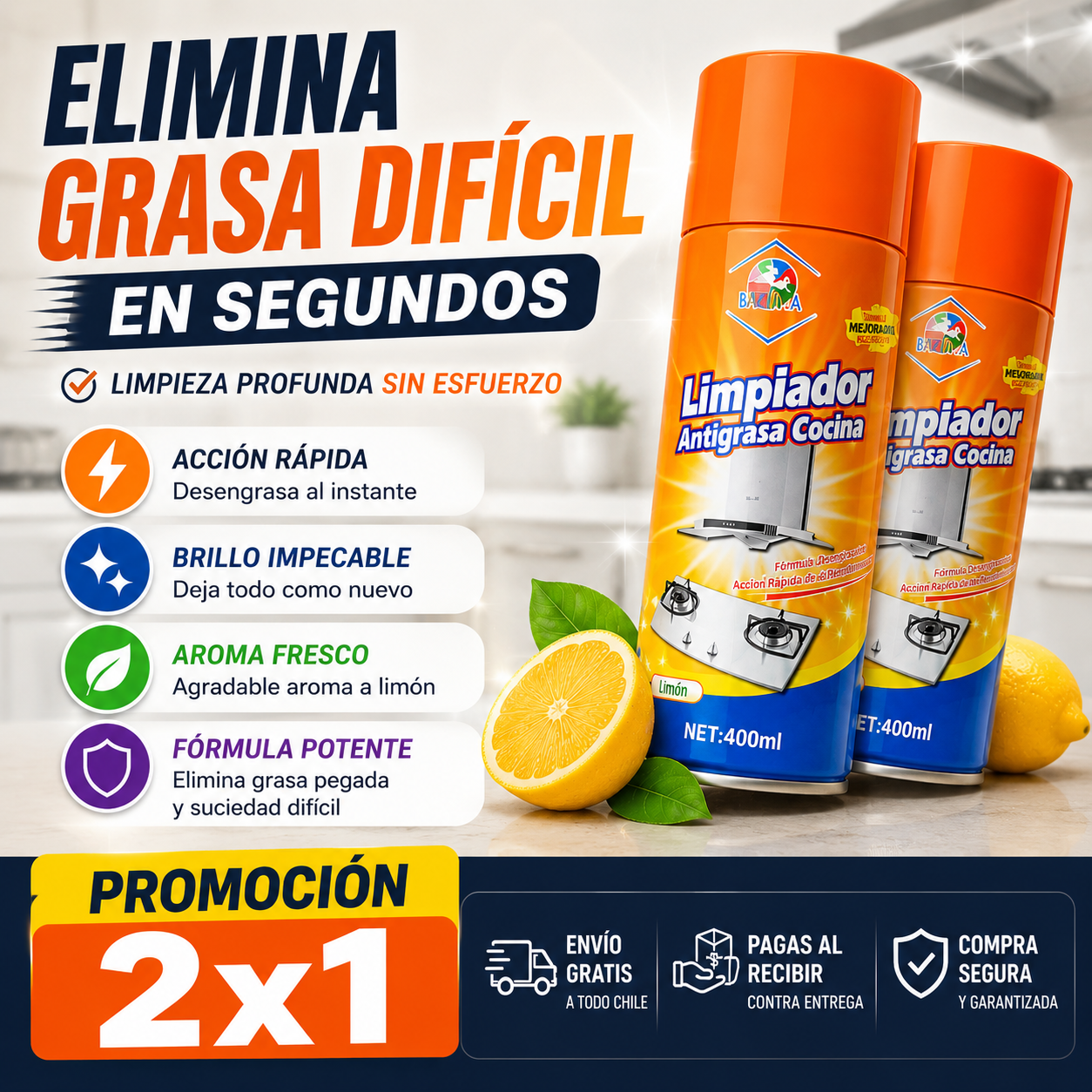 Limpiador Espuma Anti Grasa (Promoción 2x1) - Limpieza profunda sin esfuerzo