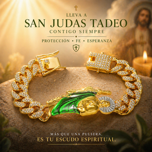 Pulsera San Judas Tadeo Bañada en Oro (Promoción 2x1) - Fe y protección siempre contigo