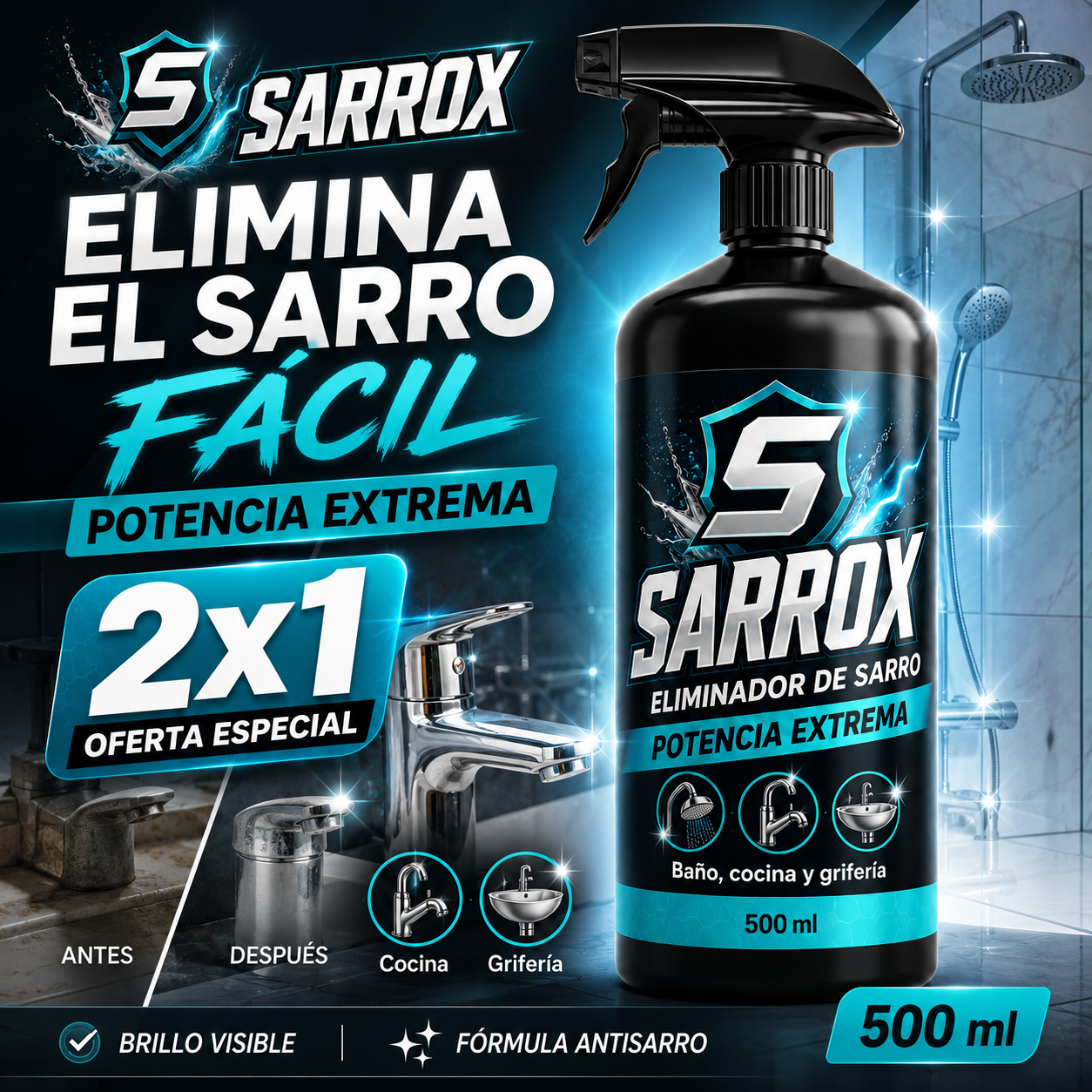 SARROX™ Eliminador de Sarro Potencia Extrema 2x1 – 500 ml c/u