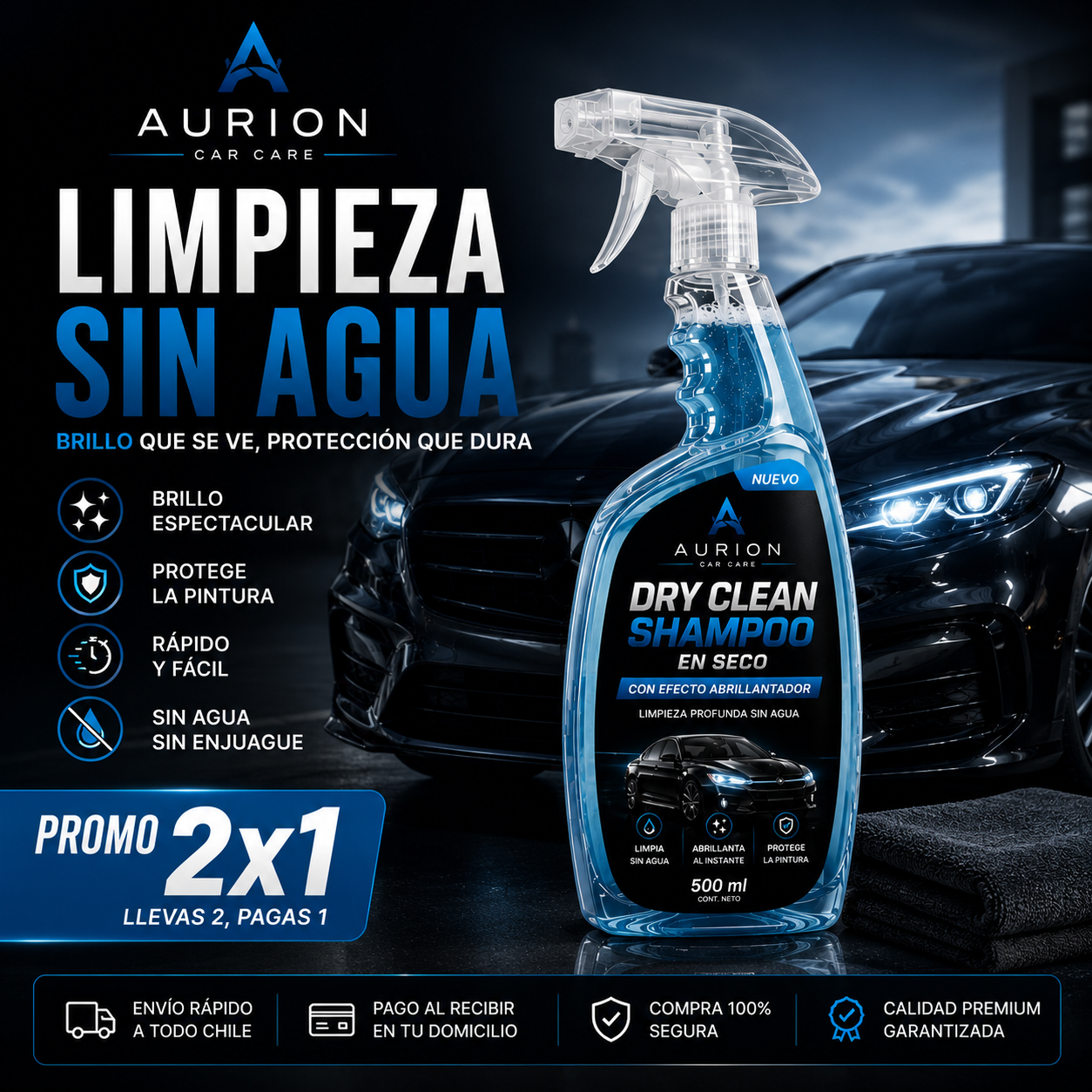 Aurion Dry Clean Shampoo (Promoción 2x1) - Shampoo en seco con efecto abrillantador