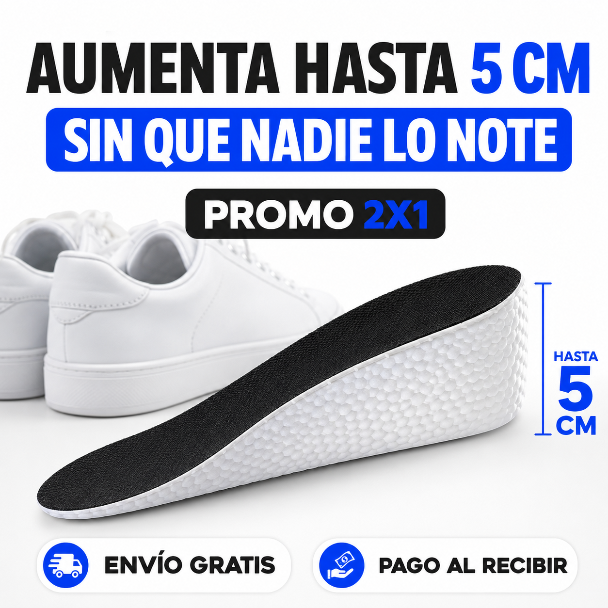 🥾 Par de Plantillas Invisible Aumenta Altura (Promoción 2x1) – Gana hasta 5 cm con comodidad