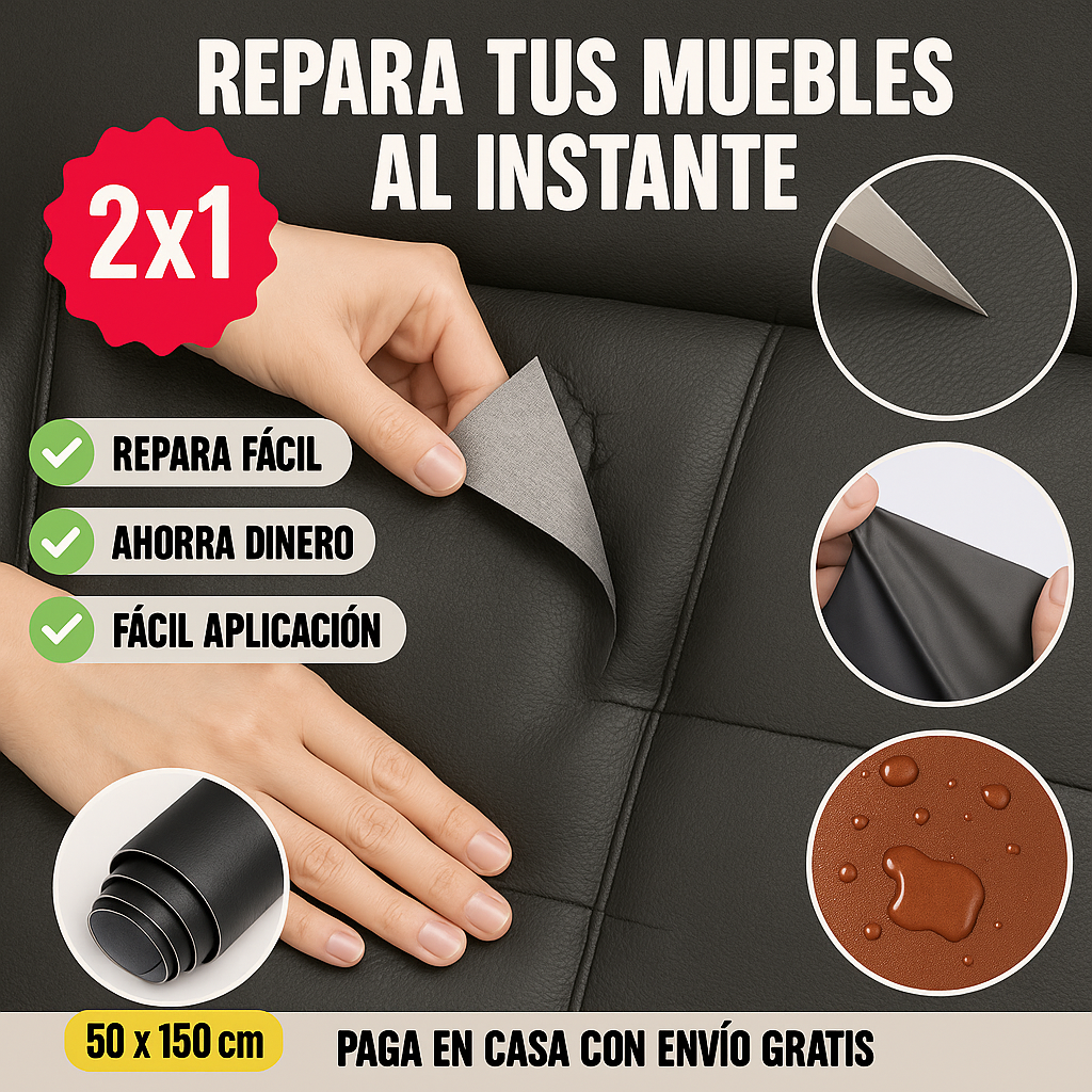 🛠️ Cuero Adhesivo Reparador 2x1 – Arregla tus muebles al instante