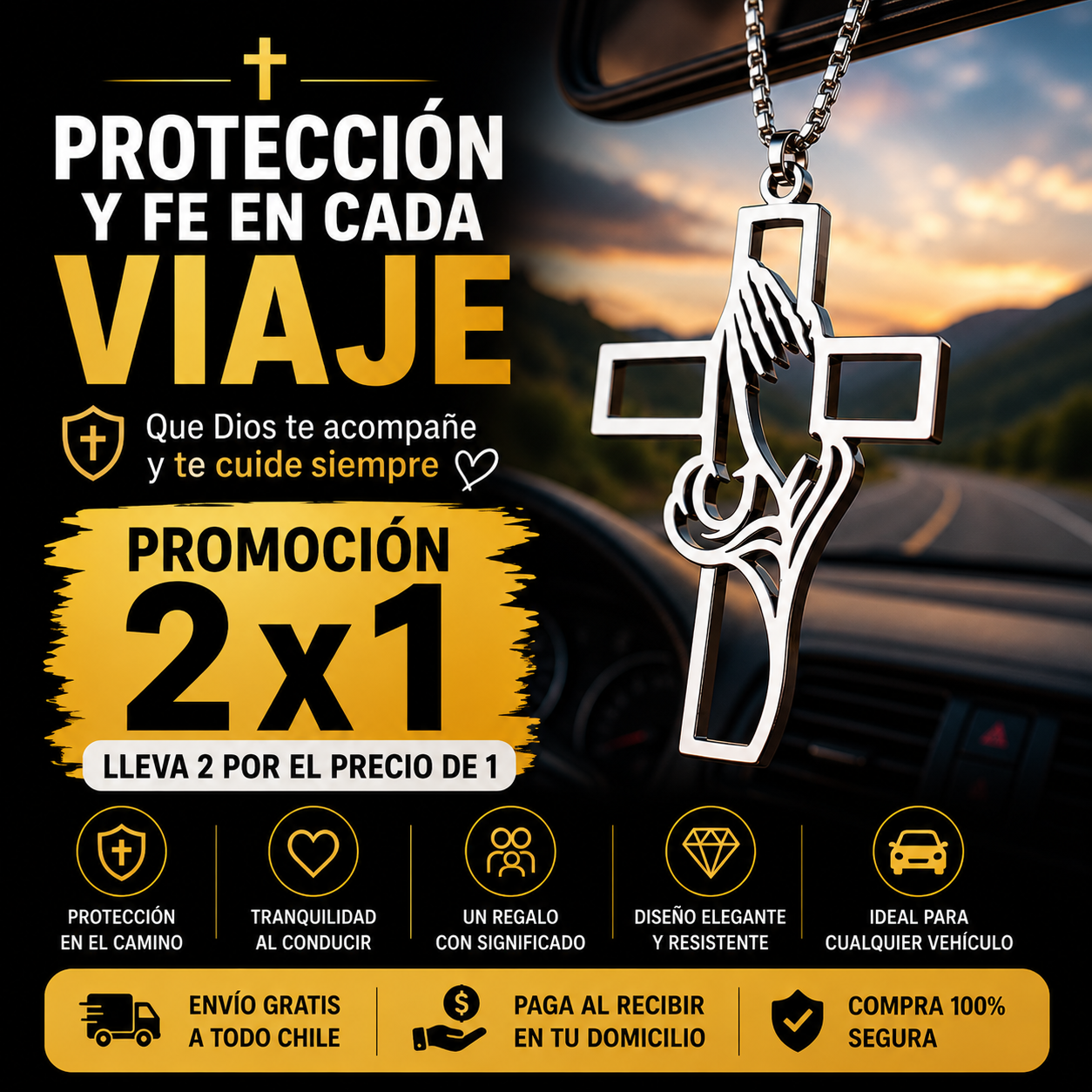 Cruz de Protección y Fe - Viajes seguros y acompañados