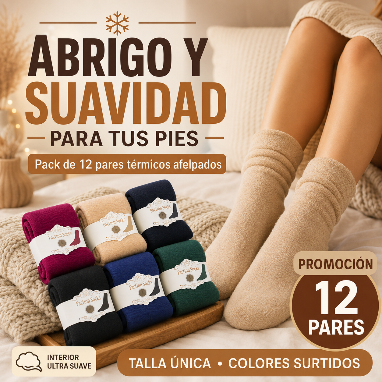Pack 12 Calcetines Termico Afelpados - ¡No más pies congelados!