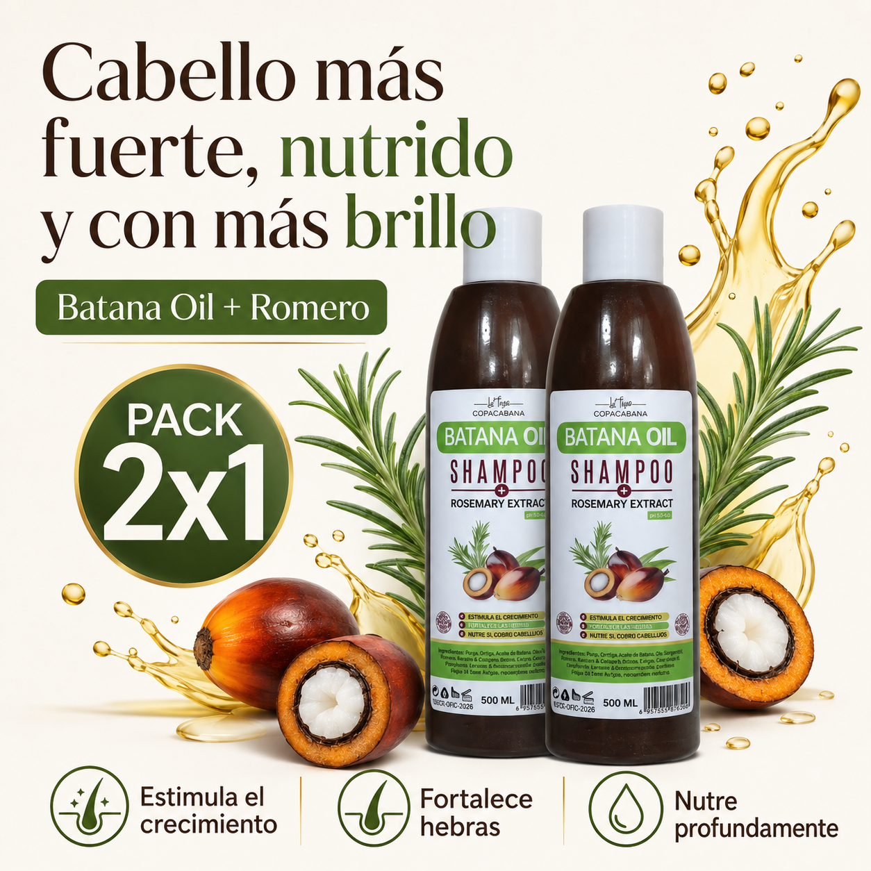 Shampoo de Batana y Romero (Promoción 2x1) - Recupera tu cabello en sólo 7 días