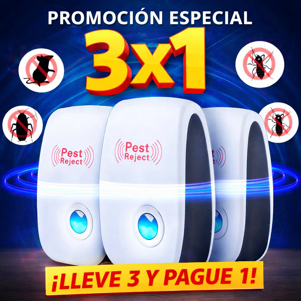 🐜 Repelente Ultrasónico de Plagas PROMO 3x1 – ¡Dile adiós a los ratones e insectos sin usar veneno! 🔇⚡