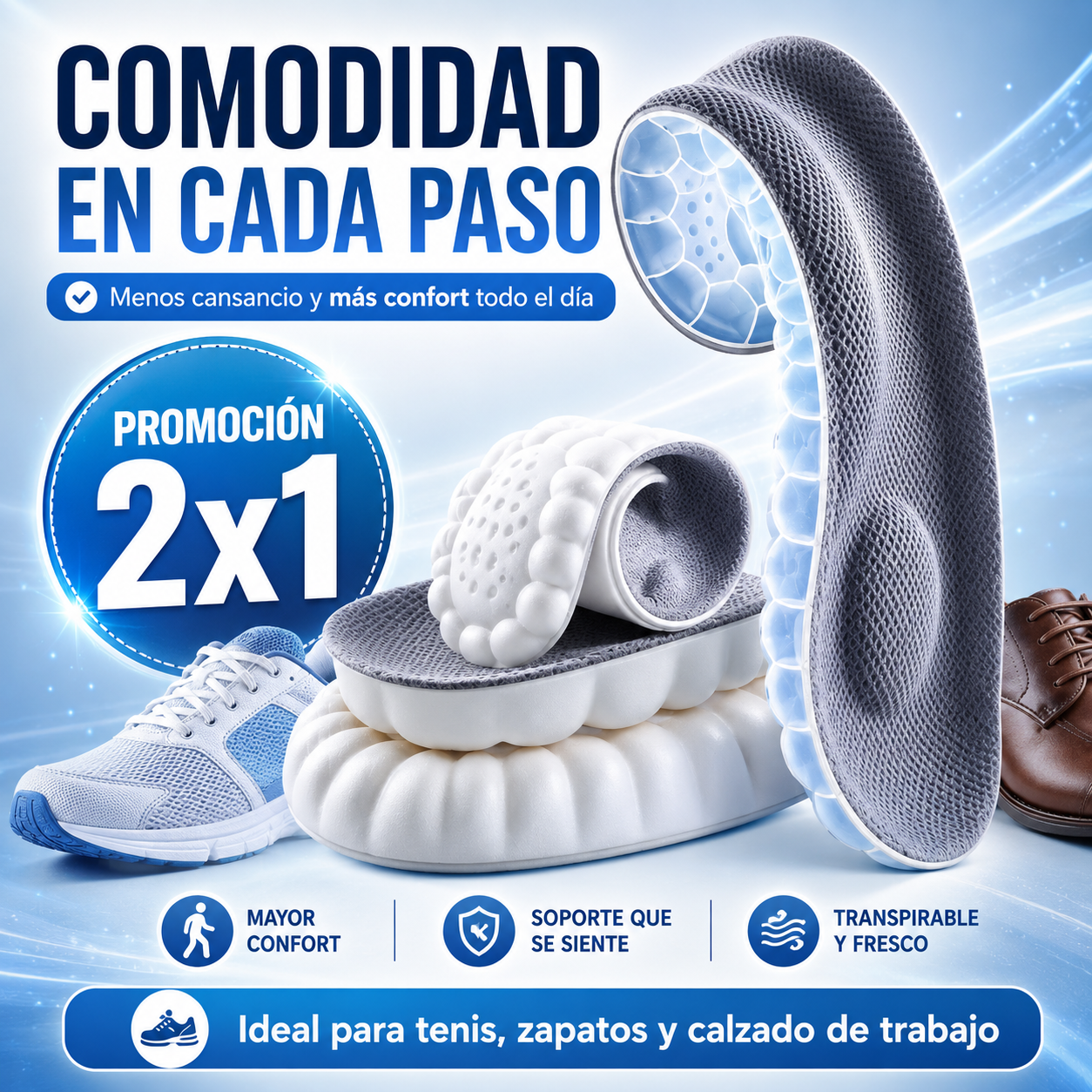 ComfortStep Pro™ – Plantillas Acolchadas de Máximo Confort 2x1