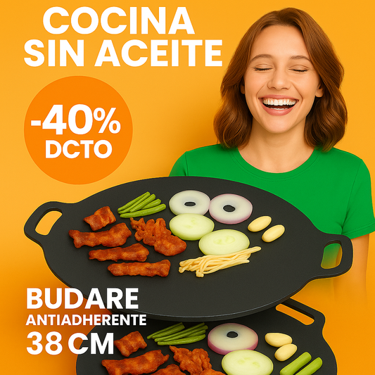 🔥 Plancha Budare Antiadherente 38 cm 🥩🥦 – Cocina sano, sin aceite y en minutos