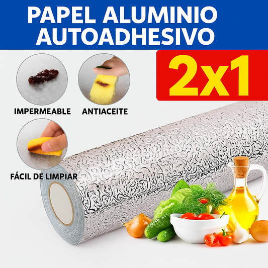 ✨ Papel Autoadhesivo de Aluminio 2x1 – Protección y Estilo en tu Cocina ✨