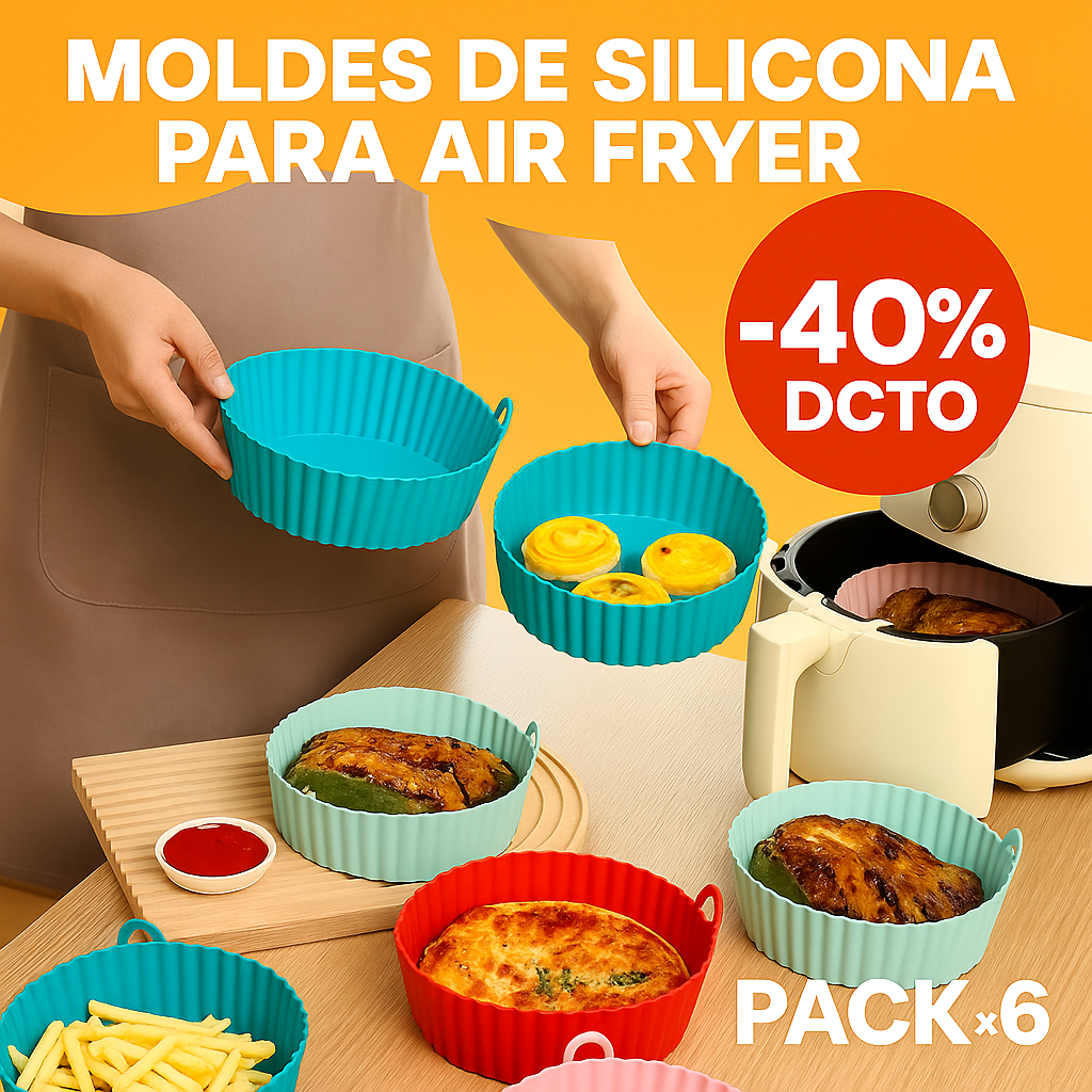 🍽️ Pack 6 Moldes de Silicona para Air Fryer – Cocina sin ensuciar tu freidora