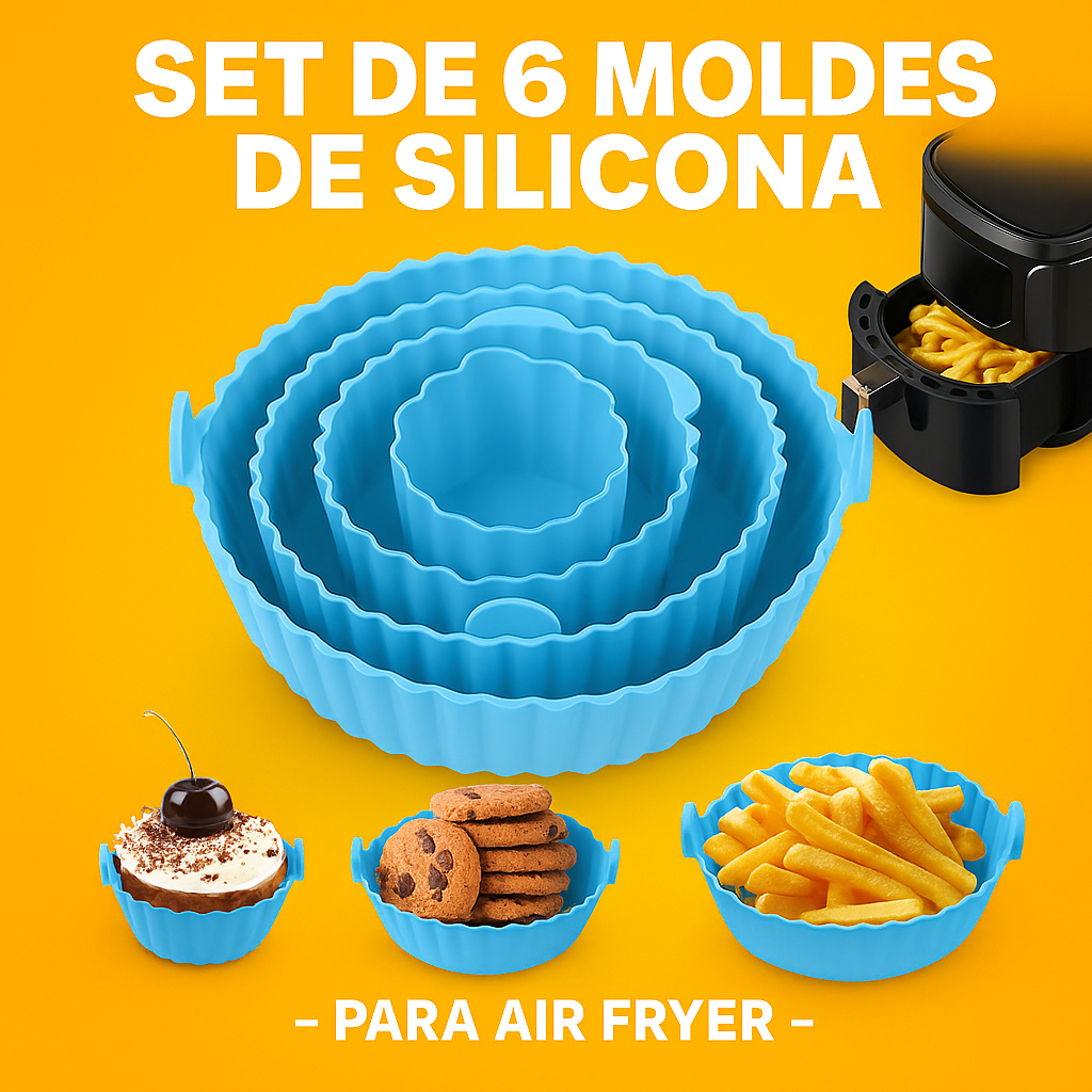 🍽️ Pack 6 Moldes de Silicona para Air Fryer – Cocina sin ensuciar tu freidora