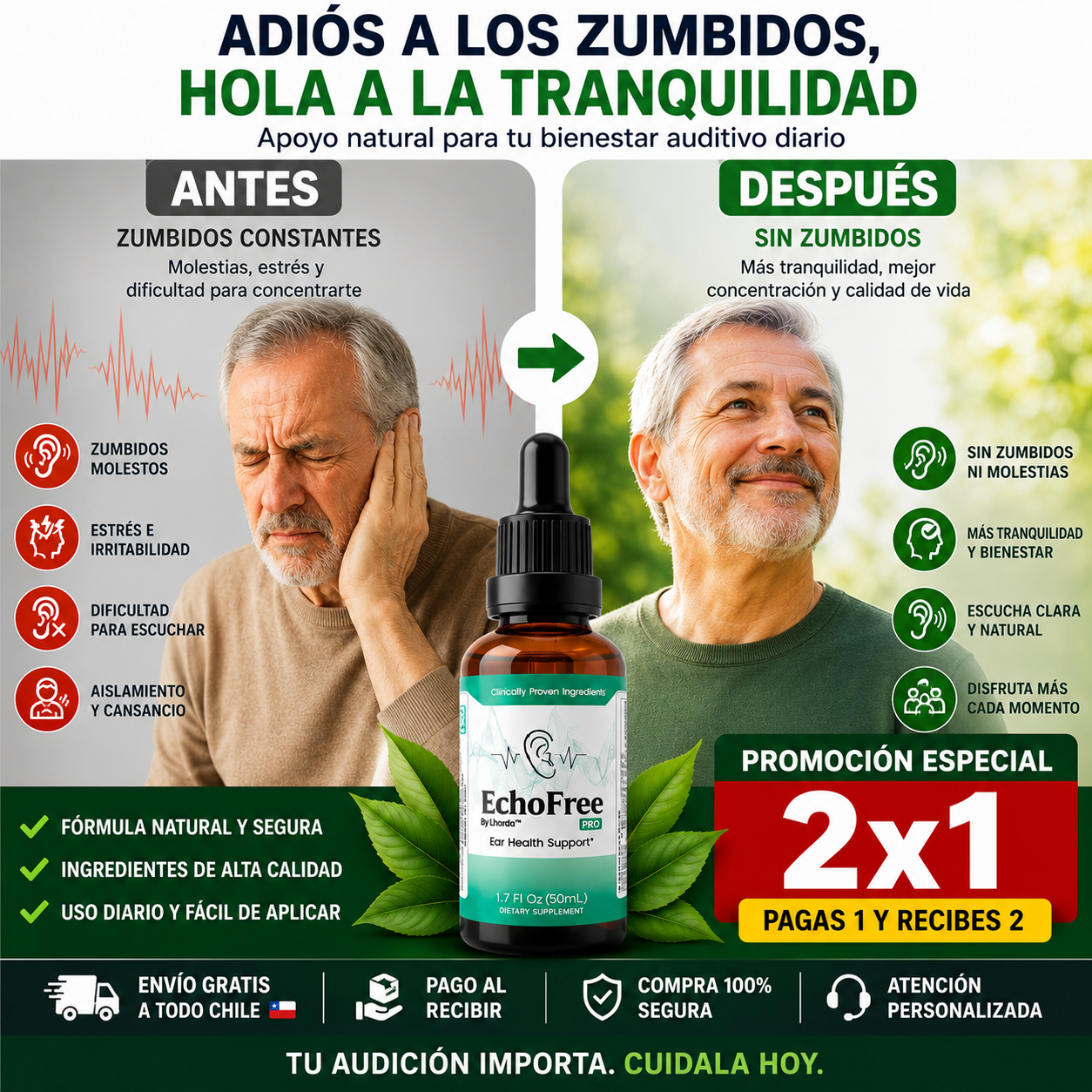 Echofree PRO en gotas - Mejor audición y menos zumbidos