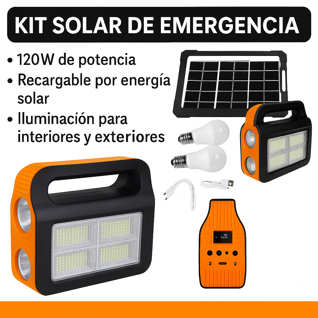 🔋 Kit Solar de Emergencia – ¡Luz asegurada en cualquier momento! ☀️💡