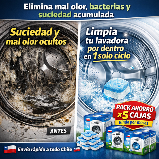 🧼 Pastillas Efervescentes para Lavadora Pack 5 cajas (100 pastillas) - Tu lavadora siempre limpia