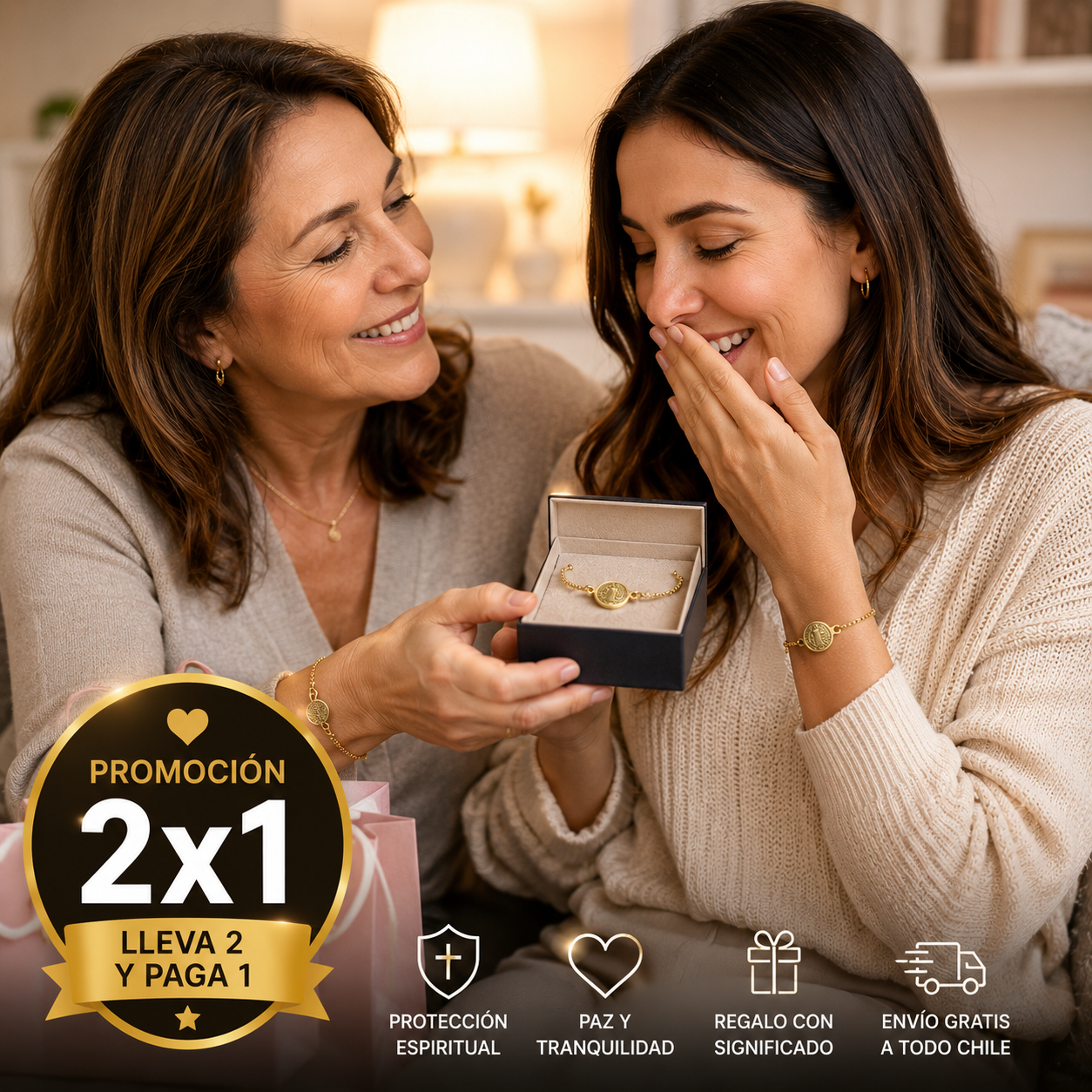 Pulsera de San Benito Bañada en Oro (Promoción 2x1) - Protección todos los días