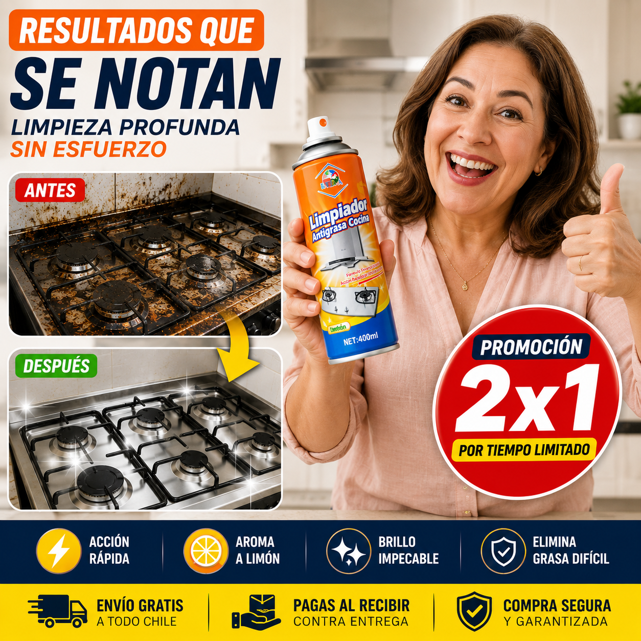 Limpiador Espuma Anti Grasa (Promoción 2x1) - Limpieza profunda sin esfuerzo